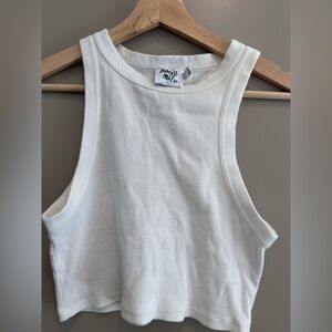 SOLD Princess Polly white cropped Ribbed Tank Top US4 EU36 stain inside the top